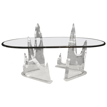 Stunning Signed Lion in Frost &quot;Iceberg&quot; Acrylic Dining Table, U.S.A. 1970's.