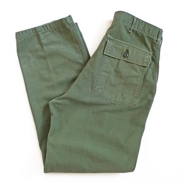 vintage army pants / OG 107 pants / 1960s cotton sateen OG 107 Type 1 army baker pants 34x32 