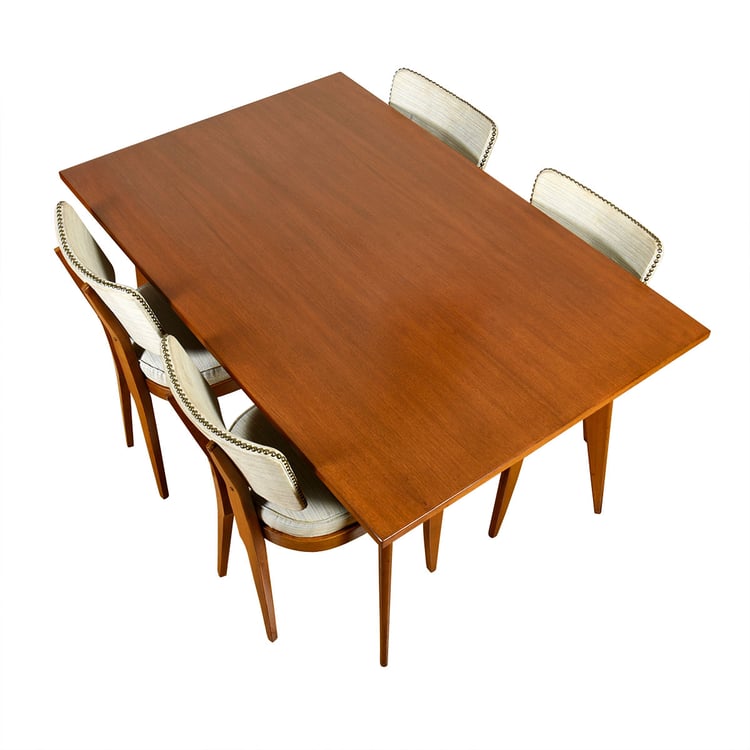 1950&#8217;s European Designed Dining Set &#8212; Expanding Table w. Atomic Legs + 6 Original Chairs