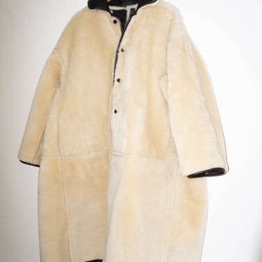 Sheepskin and Leather Roo Coat in Chocolate