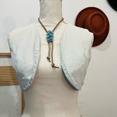 Vintage 70s Light Blue Open Style Cropped Vest Top 