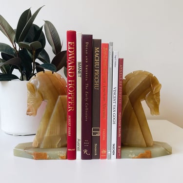 Pair of Large Onyx Horse Head Bookends