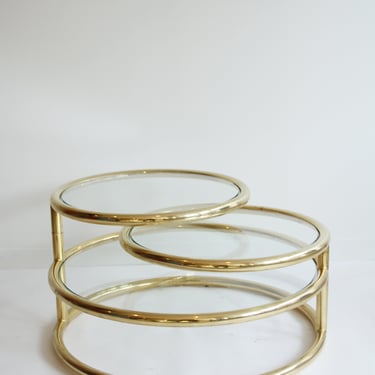 Mid Century Brass and Glass Extendable Coffee Table in the style of Milo Baughman