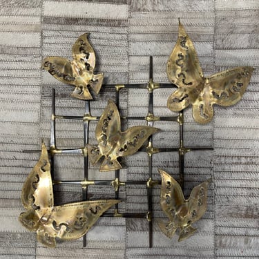 Mid Century Torch Cut Butterfly & Nail Wall Sculpture