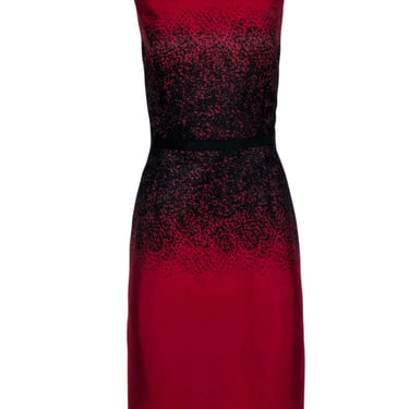 Halston Heritage - Red & Black Ombre Pattern Sheath Dress Sz 8
