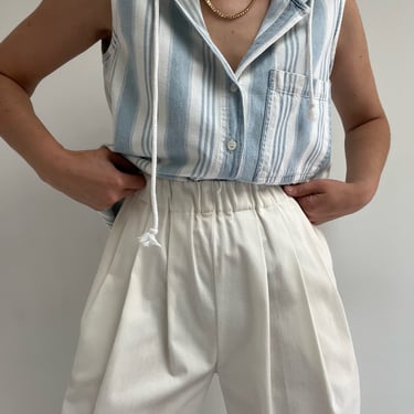 Vintage Sleeveless Striped Denim Top