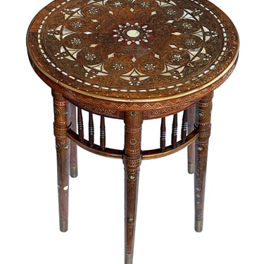 A Rare Anglo-Persian Circular Occasional/Drinks Table with Intricate In