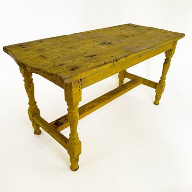 Vintage Bench Yellow, Primitive Yellow 1950s Bench 
