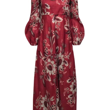Zimmermann - Rust Red Maxi Dress w/ Floral & Paisley Print Sz 6