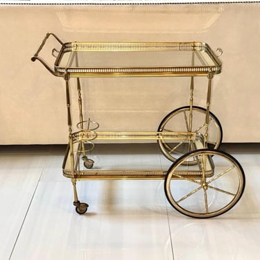 Vintage French Mirrored Bar Tea Cart Tray 