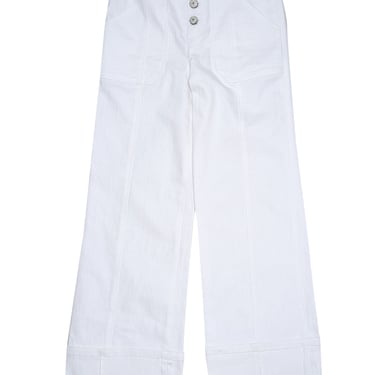 Cinq a Sept - White Button Up High Rise Wide Leg w/ Cuff Pant Sz 2