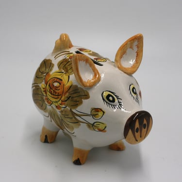 vintage hand painted piggy bank made in Italy 