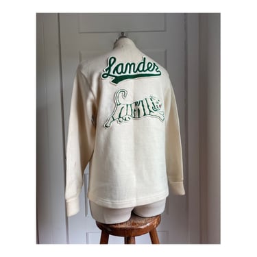 1969 Lander Tigers "Reggi" Varsity Letterman Cardigan Sweater- size small/med 