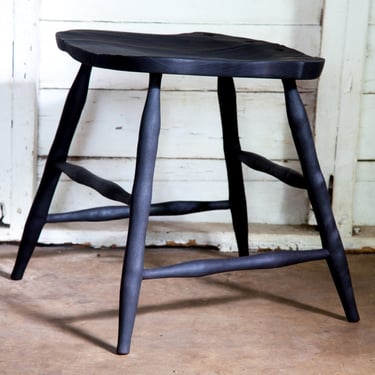 1940s Yakisugi Black Spindle Stool 