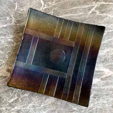 Doris Miller – Large Square Glass Platter with Moon Motif