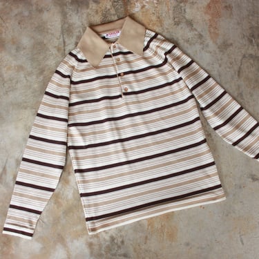 70s McGregor Poly Knit Striped Rugby Shirt Size M 