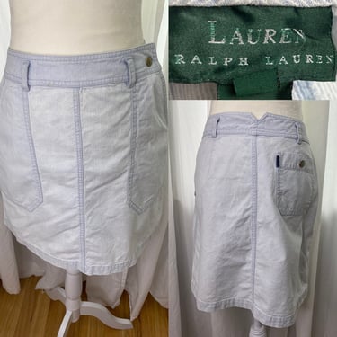 Vintage Lauren Ralph Lauren Whitewash Jean Skirt | Side Zip 90s Style Jean Skirt | 100% Cotton Snap Button Jean Skirt Women's Size 8 