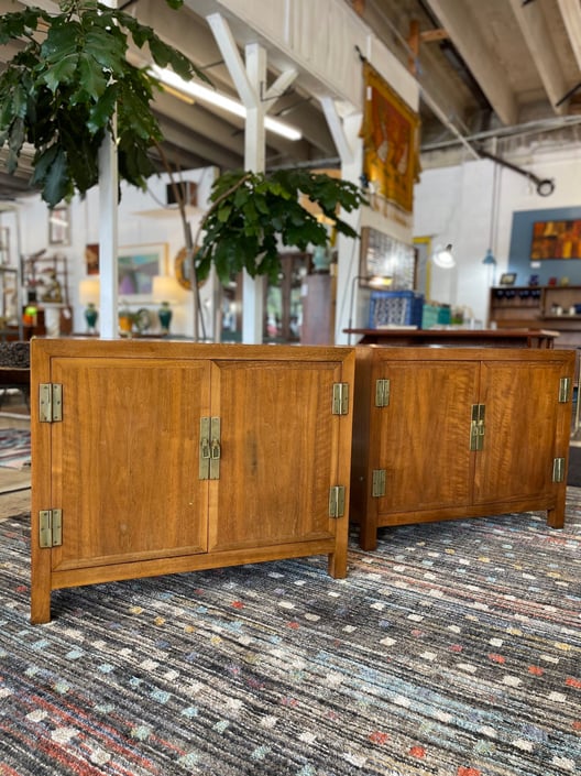 Vintage Campaign End Tables/Cabinets by Heritage Henredon