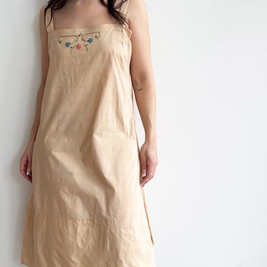Tan Flower Embroidered Dress