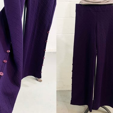 Vintage Mod Peekaboo Pants Bell Bottom Purple Flares Peek-A-Boo TV Movie Costume 1970s 1960s Twiggy Hip Hugger Side Cut Out Medium Small 