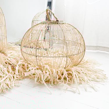 Neutral Raffia Pendant Lights Round - The Aviary 