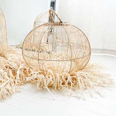 Neutral Raffia Pendant Lights Round - The Aviary 