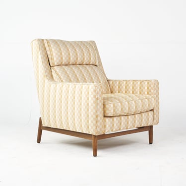 Paul McCobb Style Mid Century Upholstered Walnut Lounge Chair - mcm 