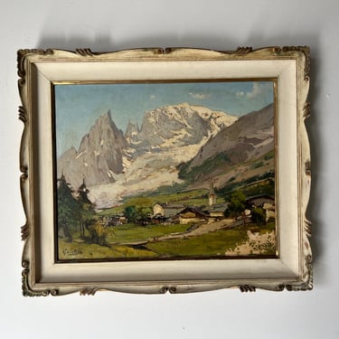 Vintage Gentile Impressionist Village Landscape Oil Painting 