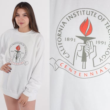 Caltech Sweatshirt 90s California Institute of Technology College Sweater Pasadena Graphic Shirt University Raglan Sleeve Vintage 1990s XL 