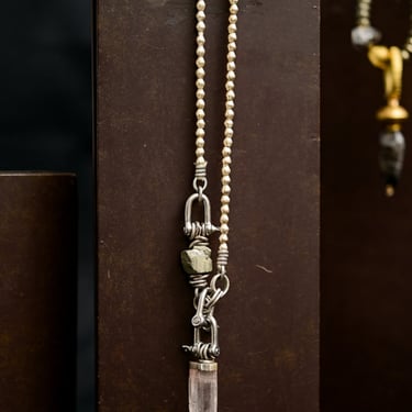 Silver Pyrite and Selenite Necklace