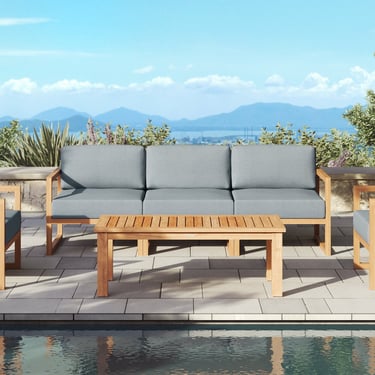 Pacific Teak Outdoor Sofa & Club Chair Set