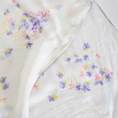 vintage 40s floral ivory silk scarf | 31