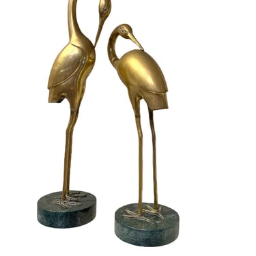Bronze Crane Sculptures - Hollywood Regency Asian Style - Pair 