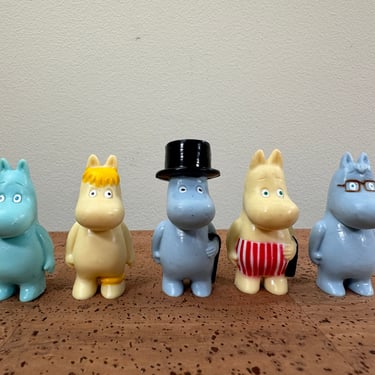 Vintage Plastic Moomin Figurines - Moomintroll Snorkmaiden Moominpappa Moominmamma Snork 