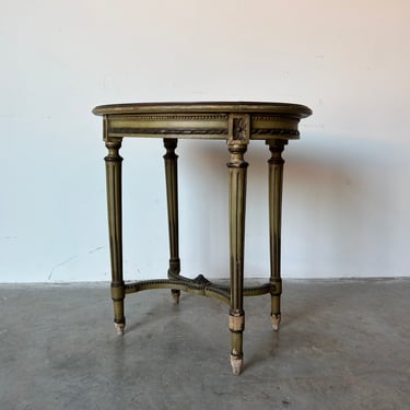 Antique Louis Xvi Style French Accent Table With Hand - Painted Oval Top 