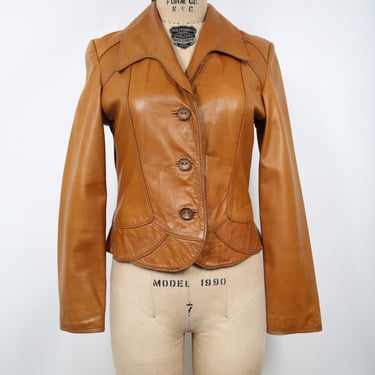 1970s Oshwahkon Leather Jacket Brown Womens Vintage ,Hippie