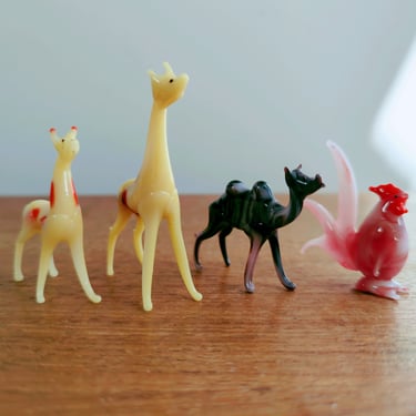 Glass Blown Miniature Animals | Giraffe Camel Rooster | Lampwork 