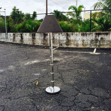 Chrome Floor Lamp Bamboo Vintage Hollywood Regency 