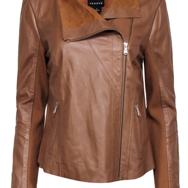 Trouve - Tan Leather Draped Jacket w/ Zipper Back Sz M