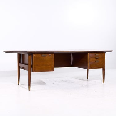 Standard Furniture Mid Century Walnut Boomerang Executive Desk - mcm 