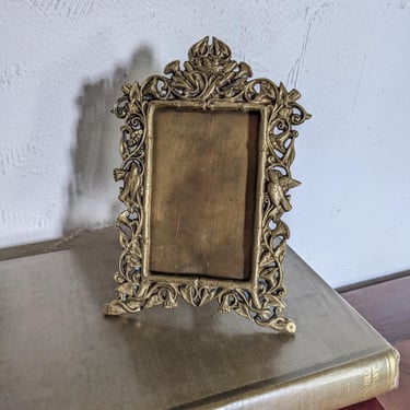 Beautiful Antique Art Deco Mini Brass Easel Picture Frame 