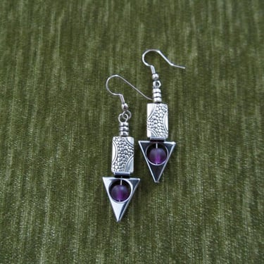 Silver and purple frosted glass earrings 4 