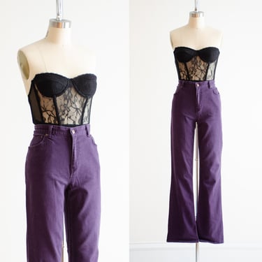 high waisted pants 90s y2k vintage purple bellbottom flare jeans 