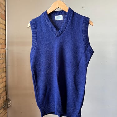 Sm Med, Vintage Blue 1970s Sears Sweater Vest, Acrylic, S2 