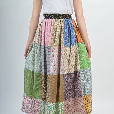 1970s Patchwork Quilt Style Maxi Skirt