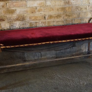 Wrought Iron Dressing Bench w Red Velvet Cushion