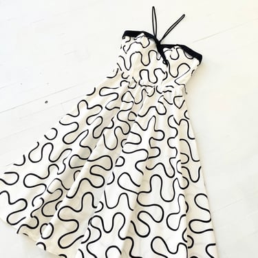 1980s Squiggle Print Party Dress 
