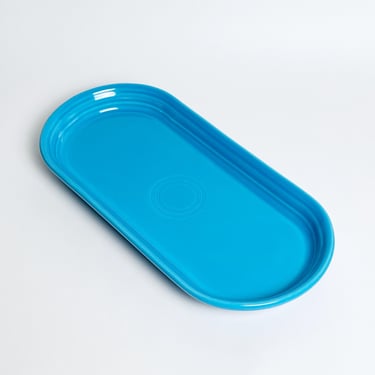 Fiestaware Bread Tray, Oblong Platter, Turquoise Glaze, Vintage 1990's 