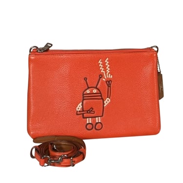 Coach - Orange Leather Crossbody w/ Robot Front Detail