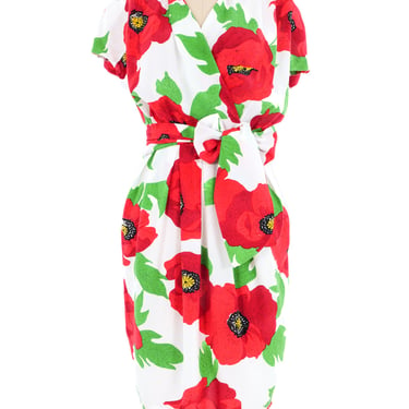 Poppy Print Wrap Style Dress